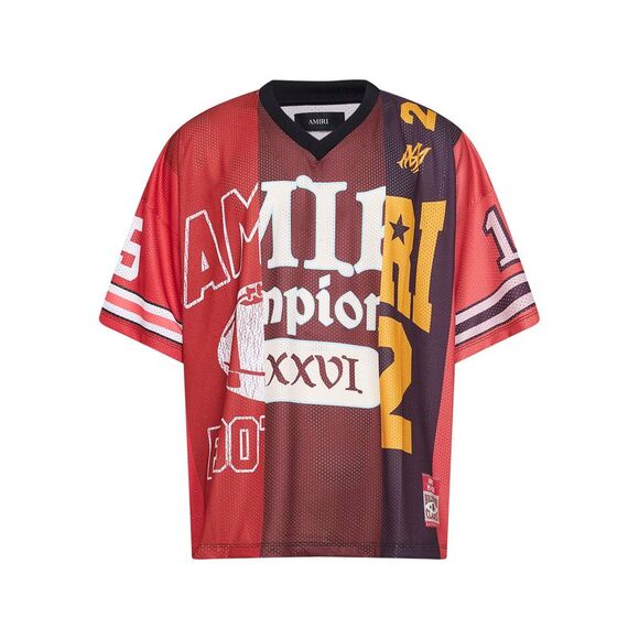 Amiri Men Red Mesh Oversized Spliced T-Shirt<Br/>